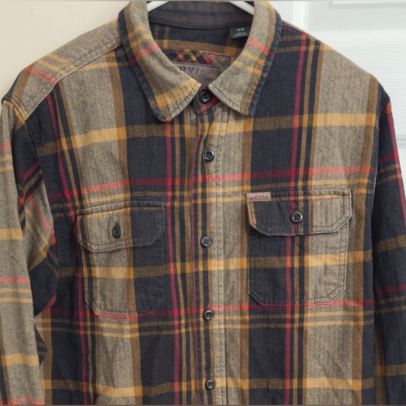 Men's Orvis Big Bear Flannel Shirt Shacket Heavy Plaid Check Size Medium - Picture 4 of 6